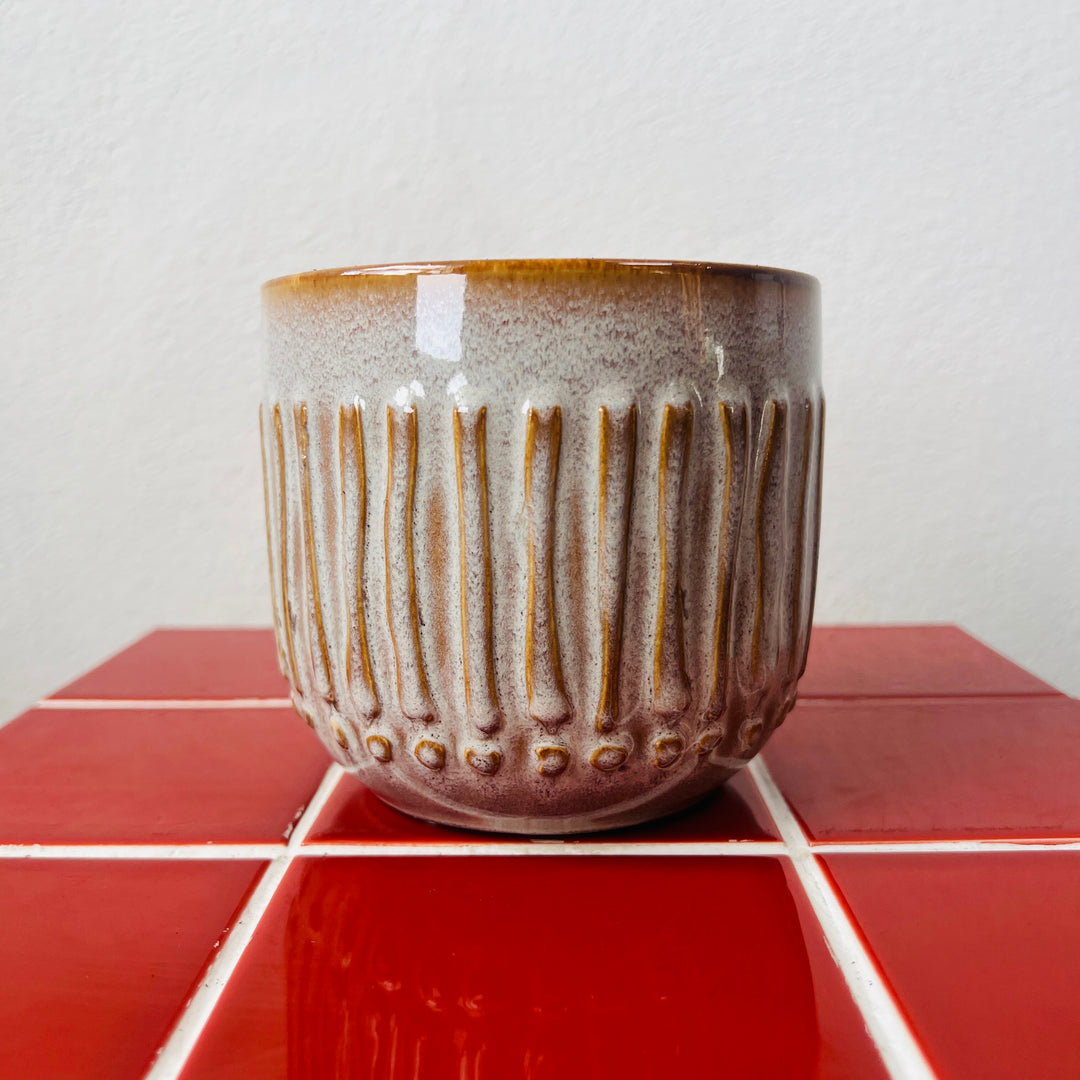 Ruuby Pot – Textured Stone & Caramel Ceramic Planter (Two Sizes)