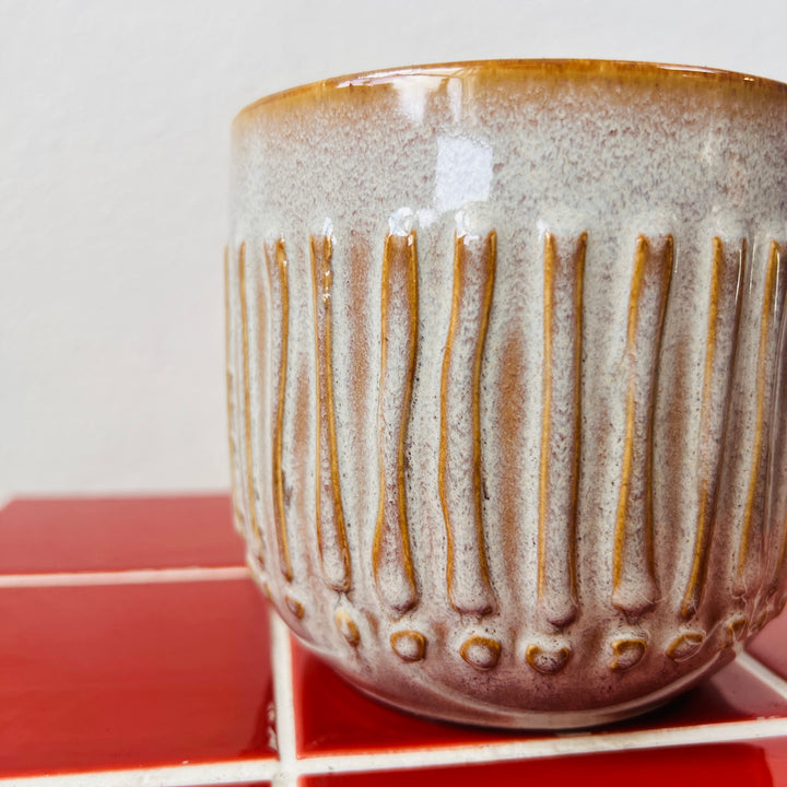 Ruuby Pot – Textured Stone & Caramel Ceramic Planter (Two Sizes)