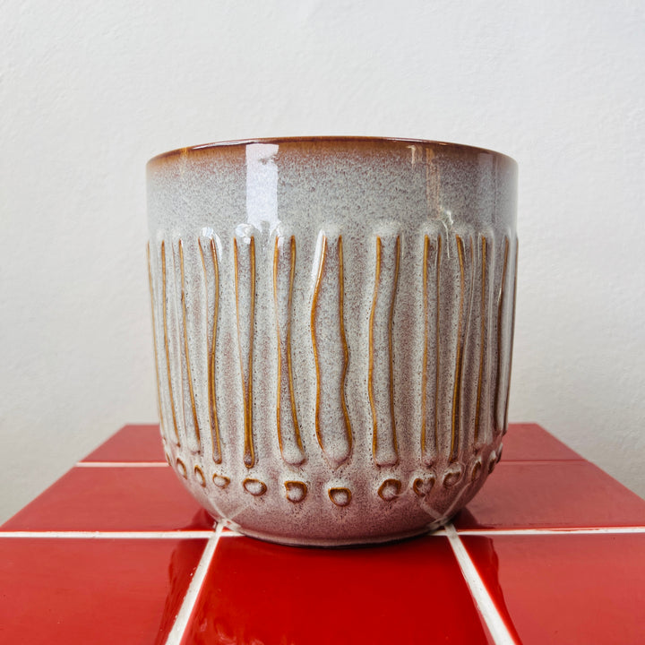 Ruuby Pot – Textured Stone & Caramel Ceramic Planter (Two Sizes)