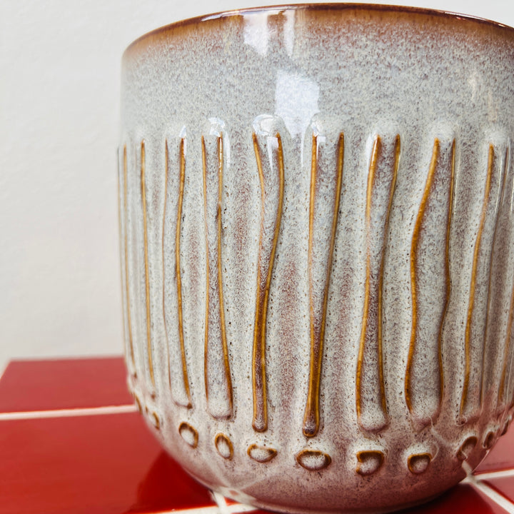 Ruuby Pot – Textured Stone & Caramel Ceramic Planter (Two Sizes)