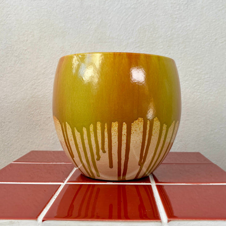 Glaze Drip pot in pink or orange D16x H14