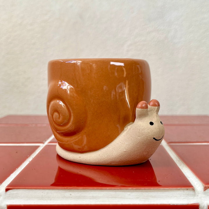 Snail Pot – pink or green | D7.5 × L9.5 × H7 cm