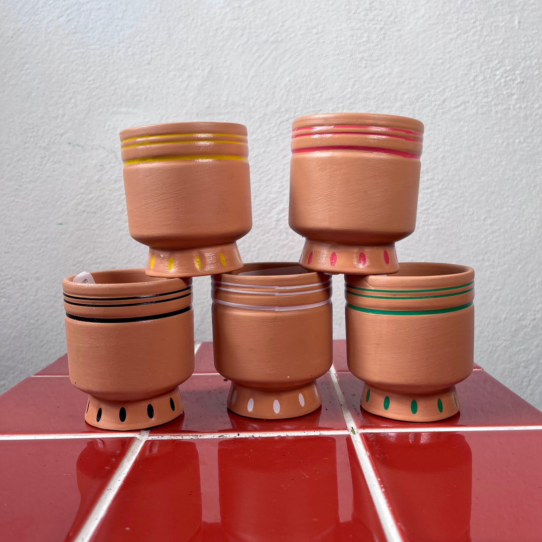 Mini Terracotta Pot with Coloured Stripe 7cm