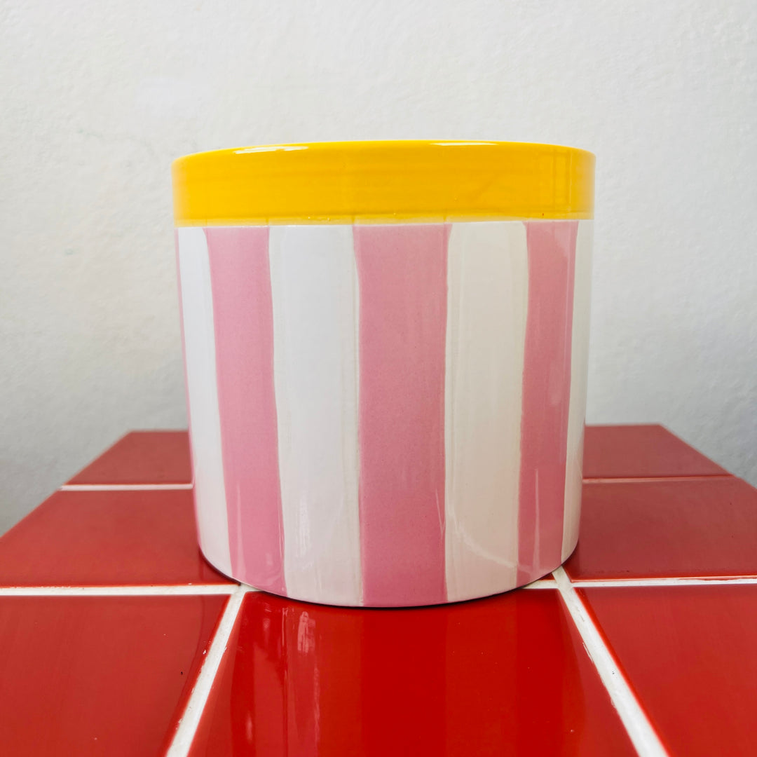 Striped Ceramic Planter 14.3cm – Blue or Pink