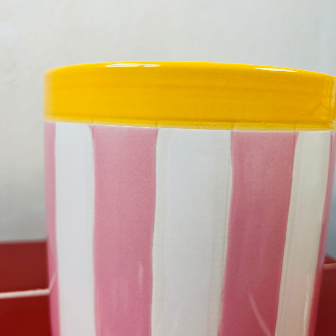 Striped Ceramic Planter 14.3cm – Blue or Pink