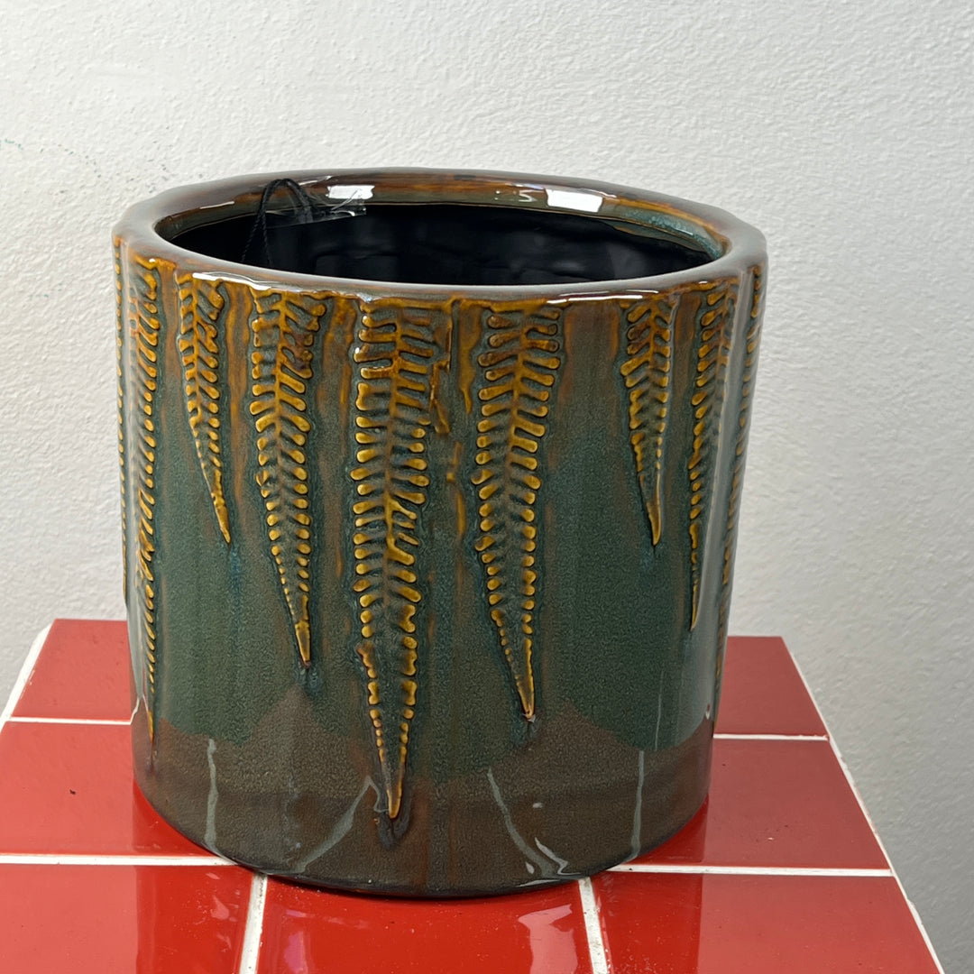 Albany Fern Reactive Glazed Pot