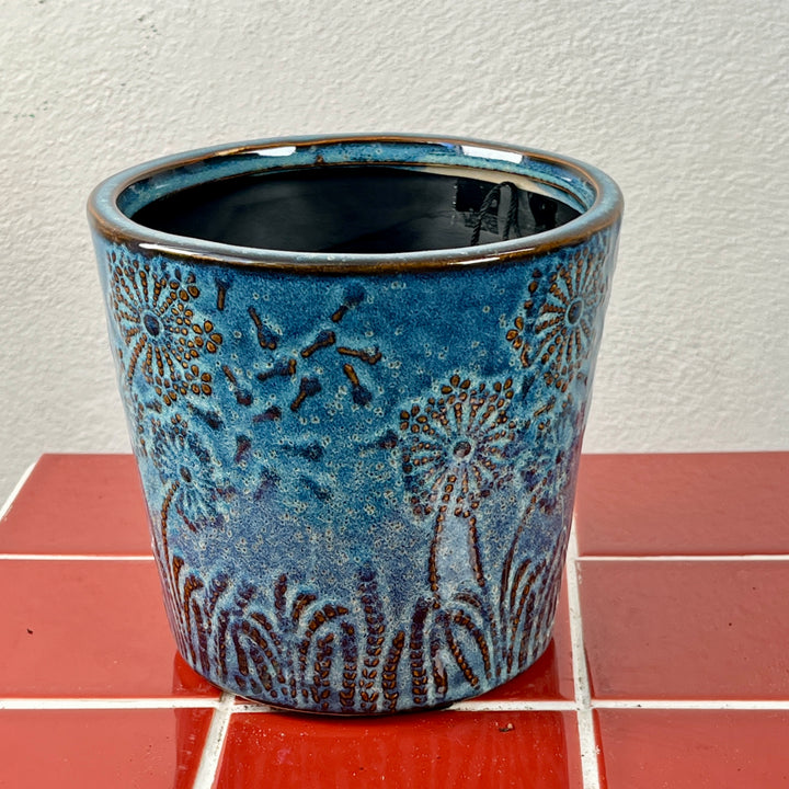 Cairns Seed Stamped Blue Glazed Pot
