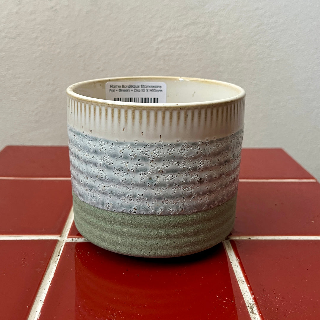 Home Bordeaux Stoneware Pot - Green - Dia 10 x H10cm