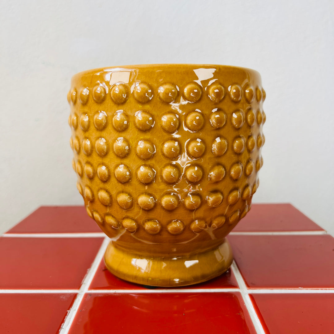 Hobart Yellow Dot Ceramic Pot