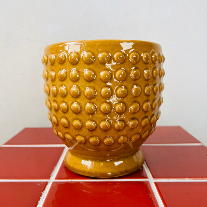 Hobart Yellow Dot Ceramic Pot