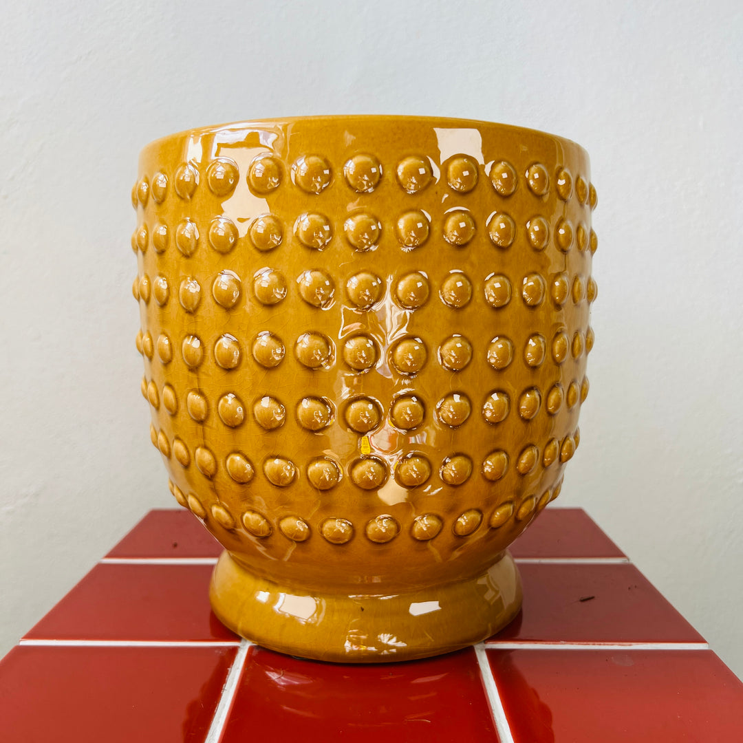 Hobart Yellow Dot Ceramic Pot