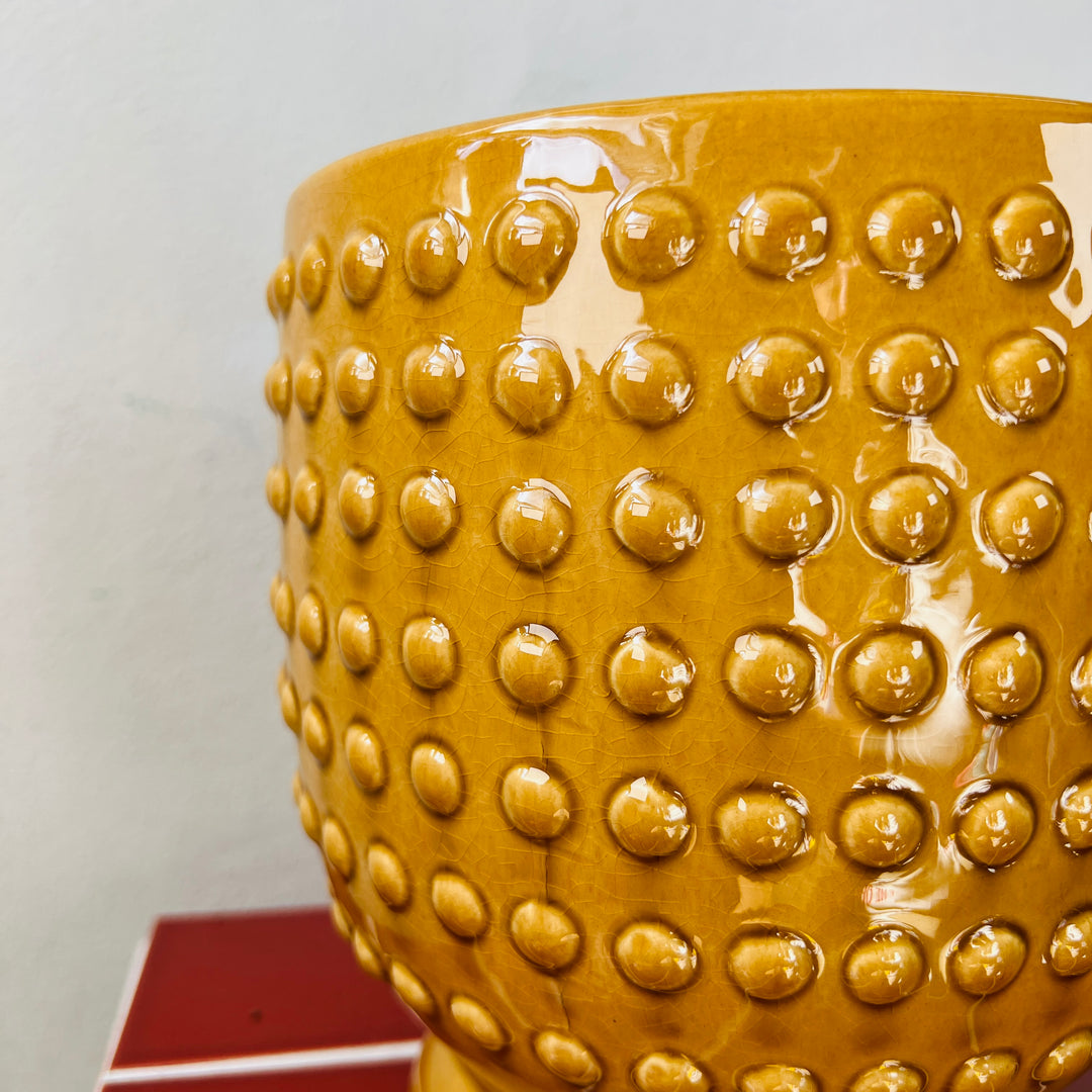 Hobart Yellow Dot Ceramic Pot