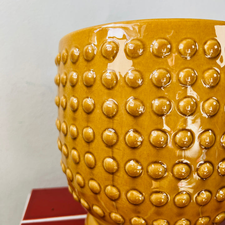Hobart Yellow Dot Ceramic Pot