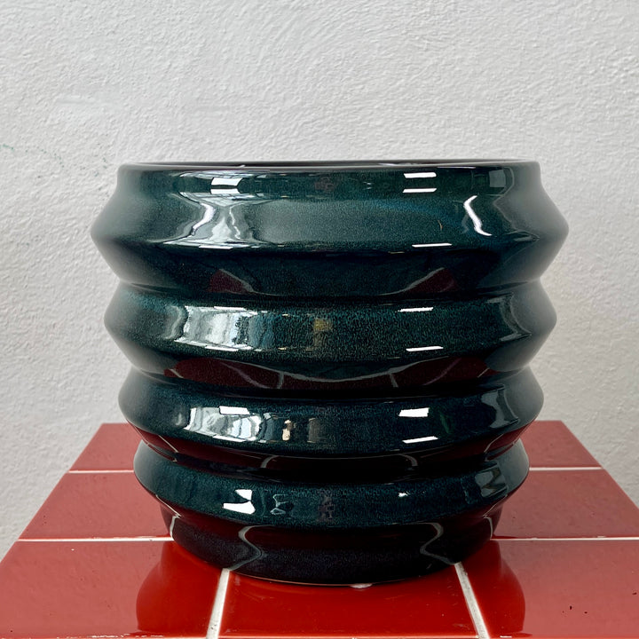 Brody Ceramic Pot – Dark Blue, 22 cm