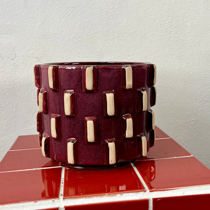 Inez Ceramic Pot – Burgundy