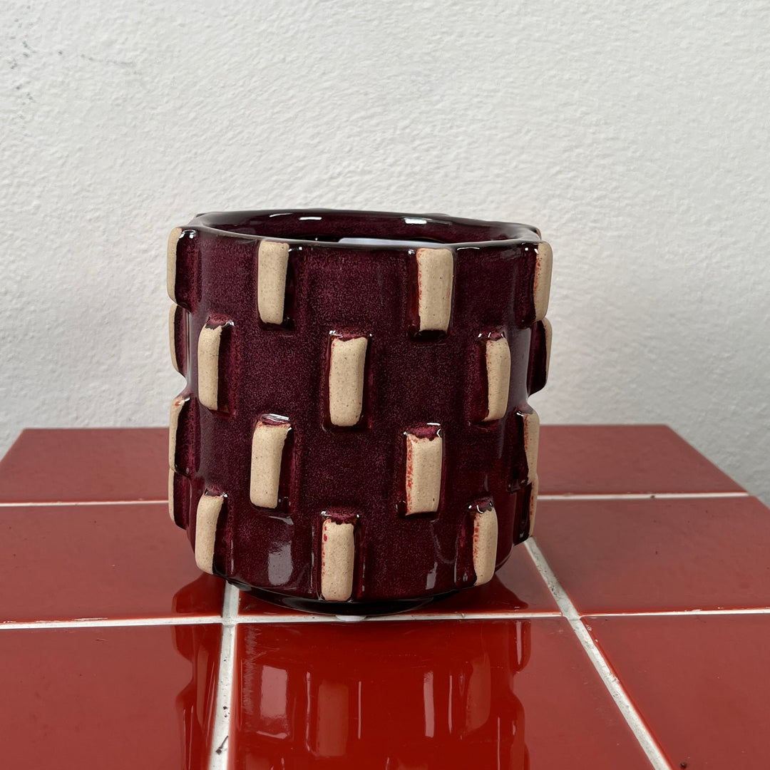 Inez Ceramic Pot – Burgundy