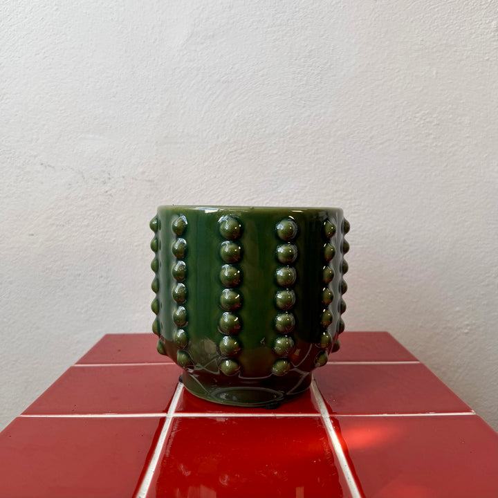 Boaz Round Green Pot — 14.5cm