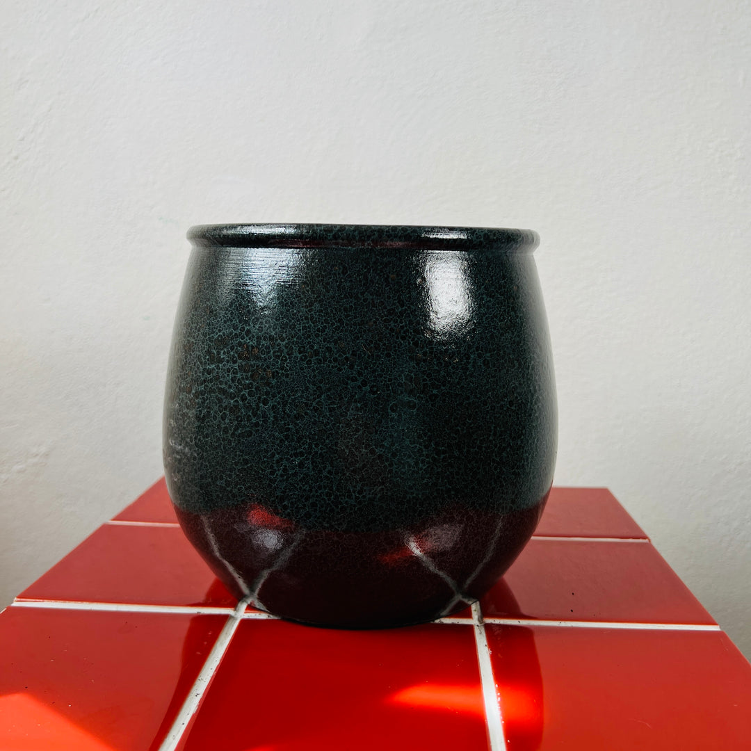 Black Glazed Ceramic Plant Pot 18cm