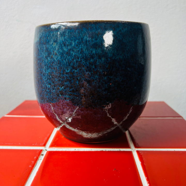 Blue Reactive Glaze Ceramic Plant Pot 16cm