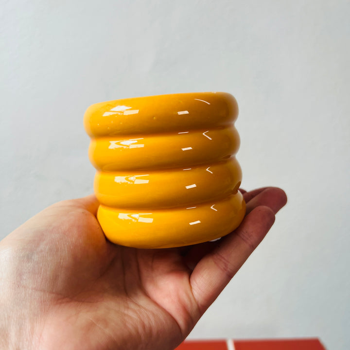 Orange Ribbed Ceramic Pot