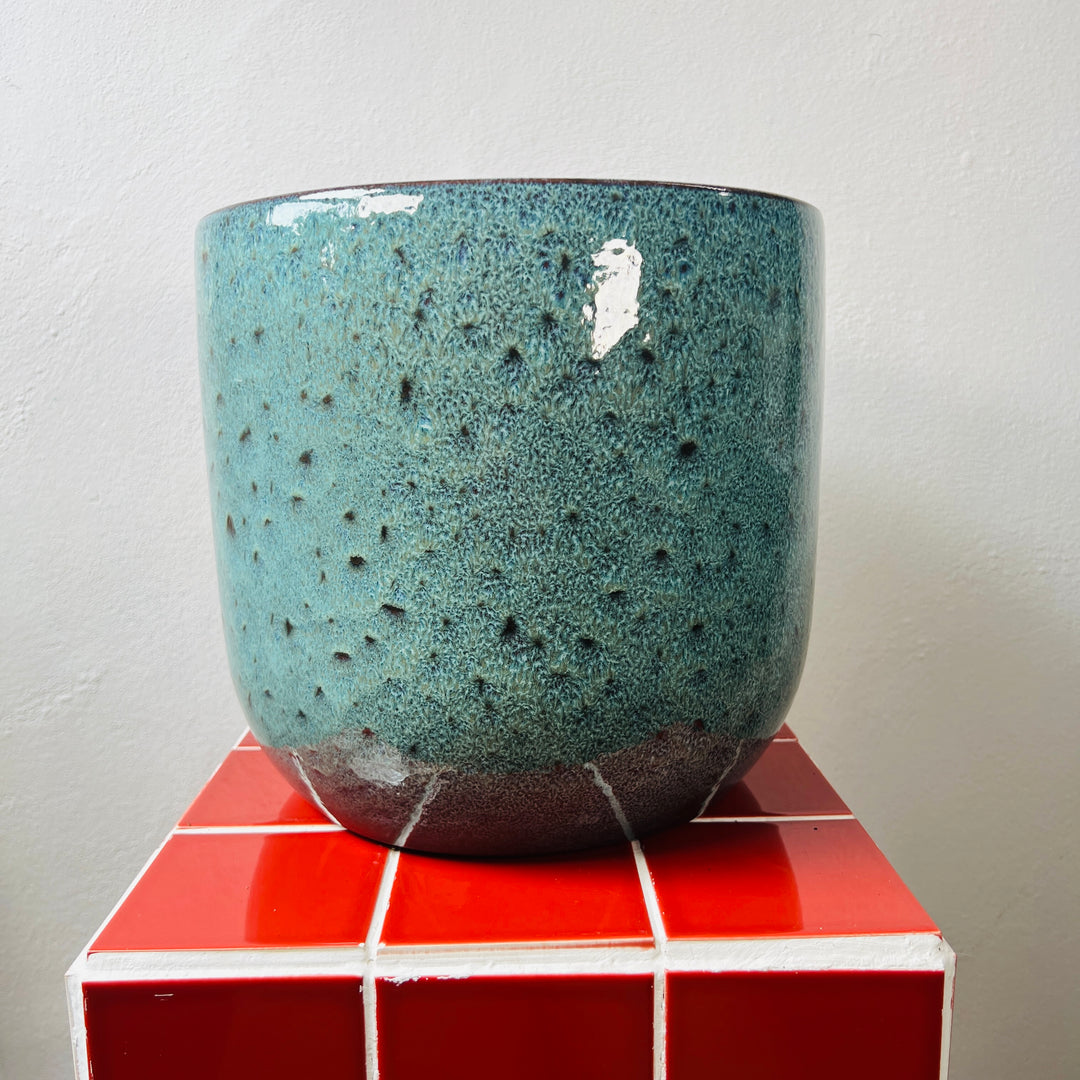 Large Blue Speckled Ceramic Plant Pot 28cm