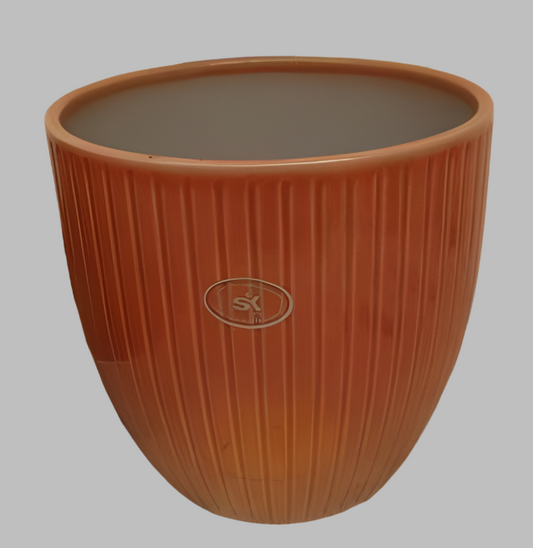 Orange pinstripe pot
