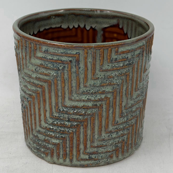 Textured Reactive Glaze Ceramic Pot – 14cm