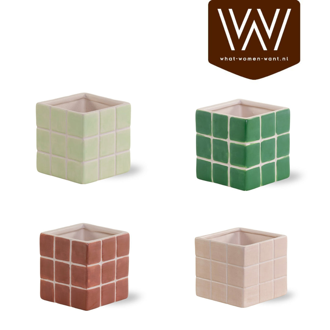 Cube Tile Ceramic Pot – 10cm