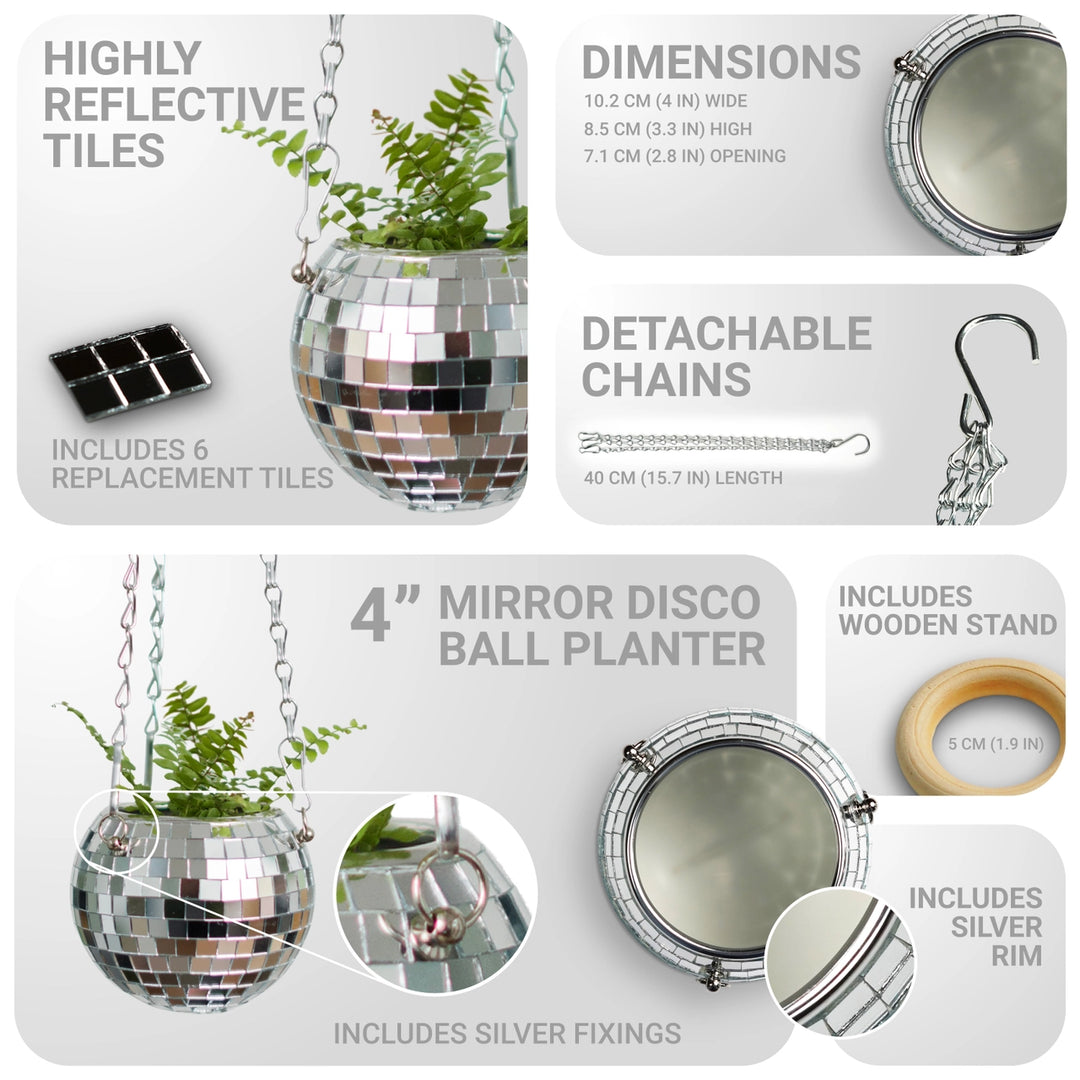 Disco Ball Hanging Planter – 4 ", 6" or 8"