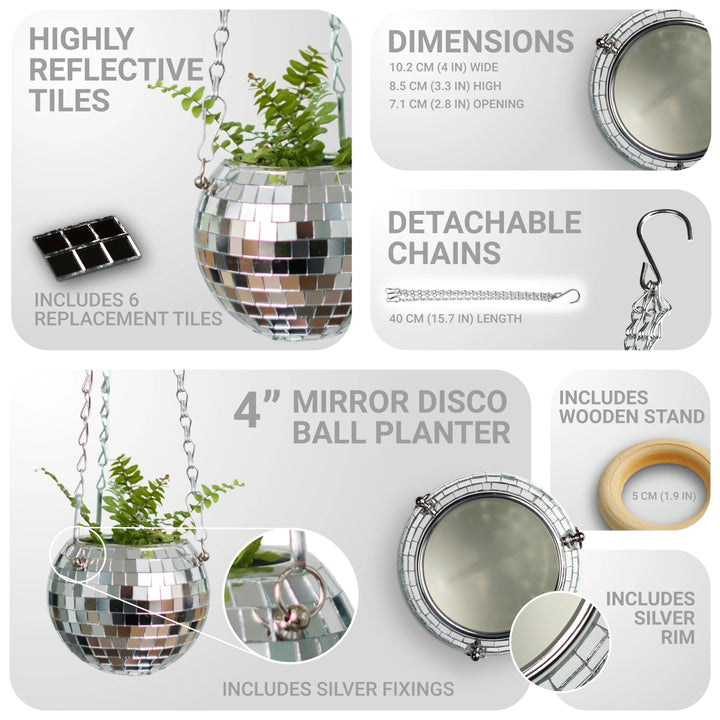 Disco Ball Hanging Planter – 4 ", 6" or 8"