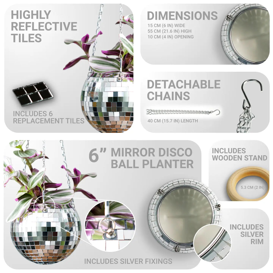 Disco Ball Hanging Planter – 6" or 8"