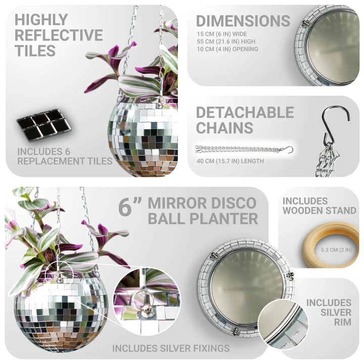 Disco Ball Hanging Planter – 6" or 8"