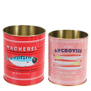 Fish medium retro storage tins, set of two