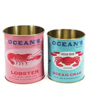 Ocean's Brand medium retro storage tins, set of two