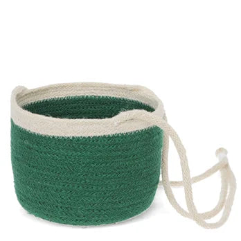 Green Jute hanging storage basket