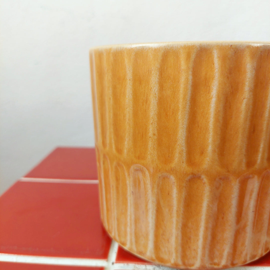 Orange Embossed Glazed Pot