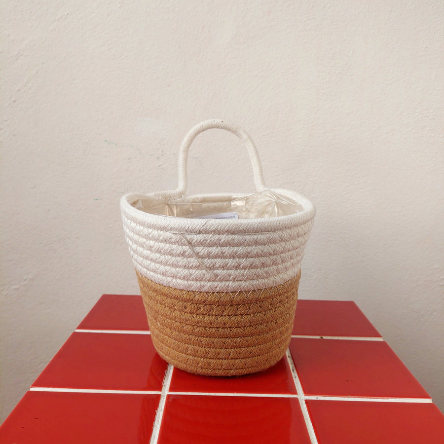 woven cotton rope plant basket Natural Woven Hanging Plant Basket 17cm