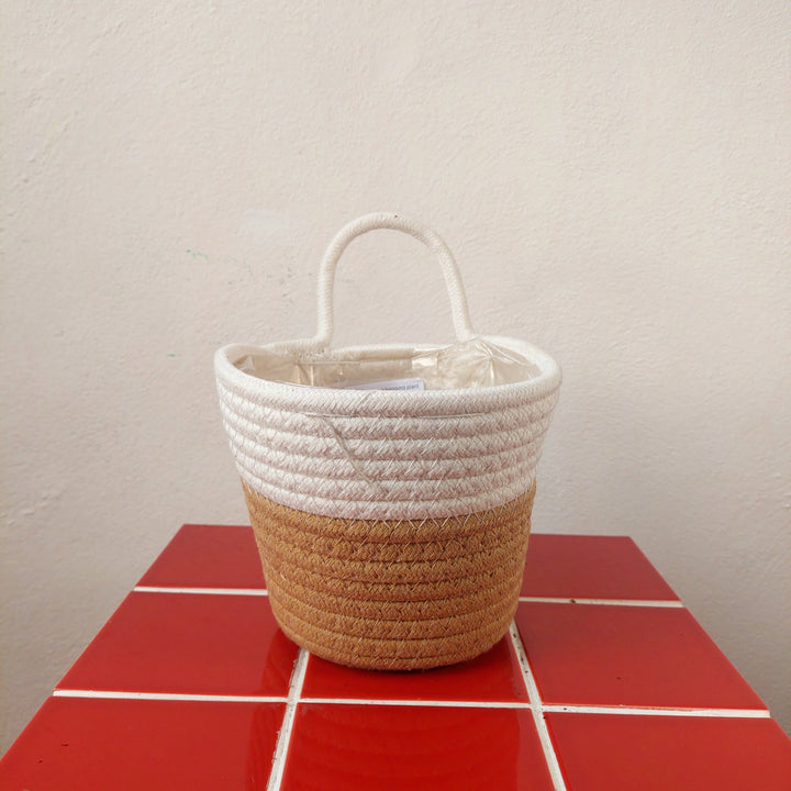 Natural Woven Hanging Plant Basket 17cm | Rope Indoor Planter UK