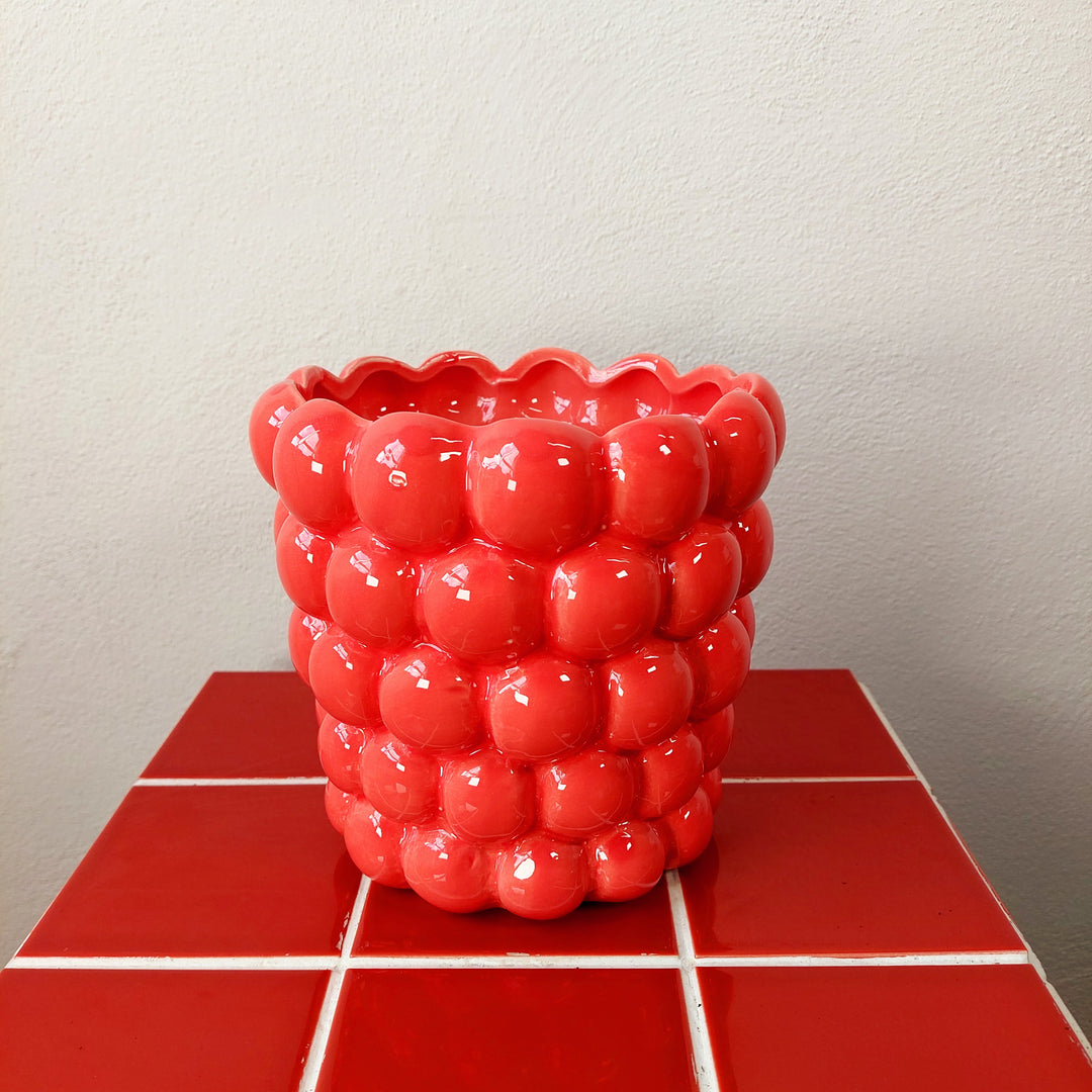 Henny Pot – Coral Bubble Ceramic Planter (D16 × H15.5cm)