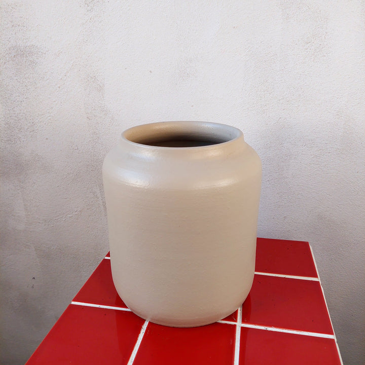 Terracotta cream tall pot