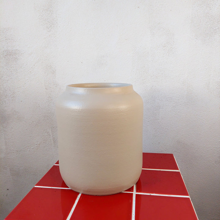 Terracotta cream tall pot