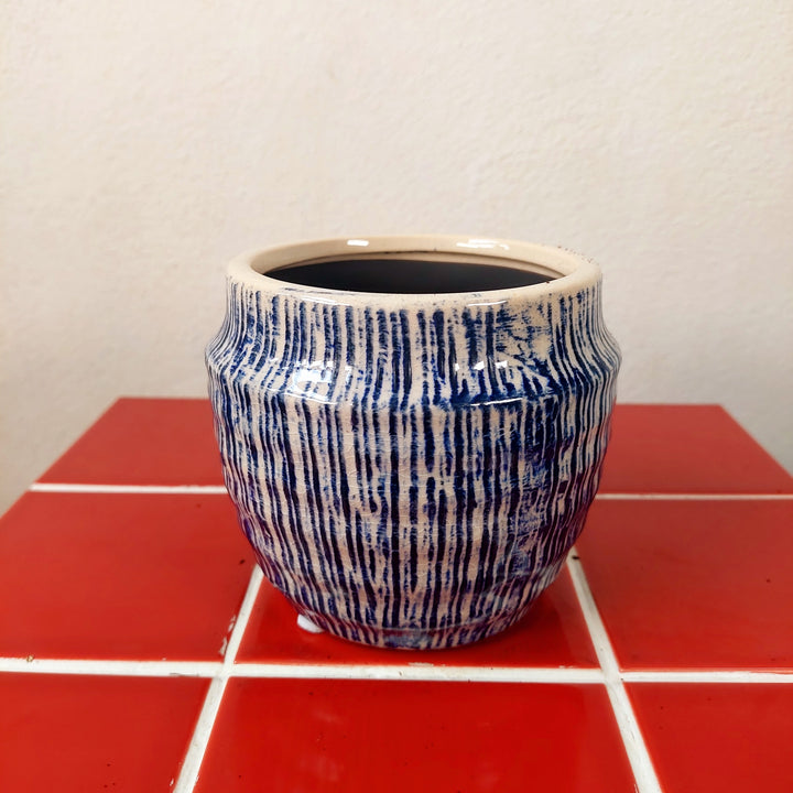 Martha Round Blue Ceramic Pot | D11 × H10 cm