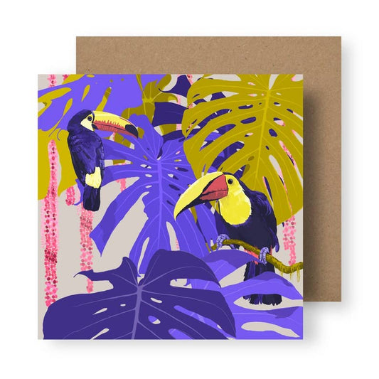 Hornbills Amid Monstera Greeting Card