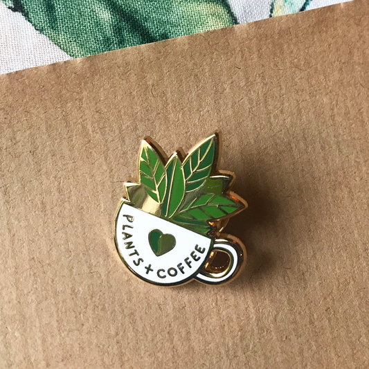 Plant + Coffee Enamel Pin